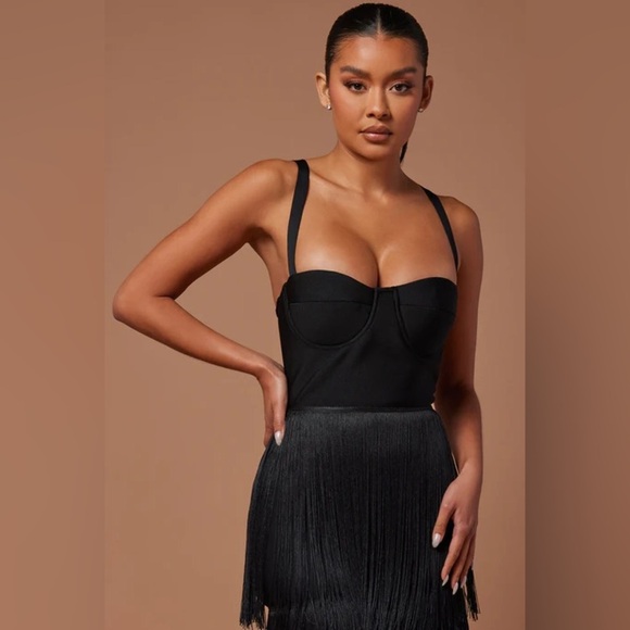 Black Bandage Fringe Dress - Sold Out In Store - Picture 3 of 3